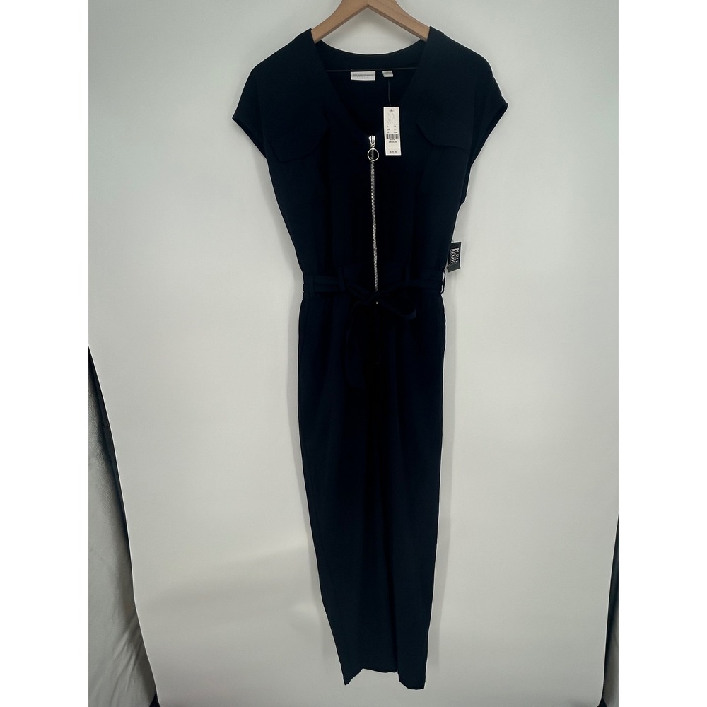 "NWT"New York & Company Chic Zip Front Navy Blue Belted Sleeveless Jumpsuit-Sz.M